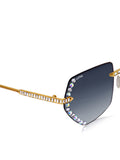 Celebrity Black Gold-Toned Metal Rimless UV Protected  Luxe Rim Sunglasses For Women CL106BK