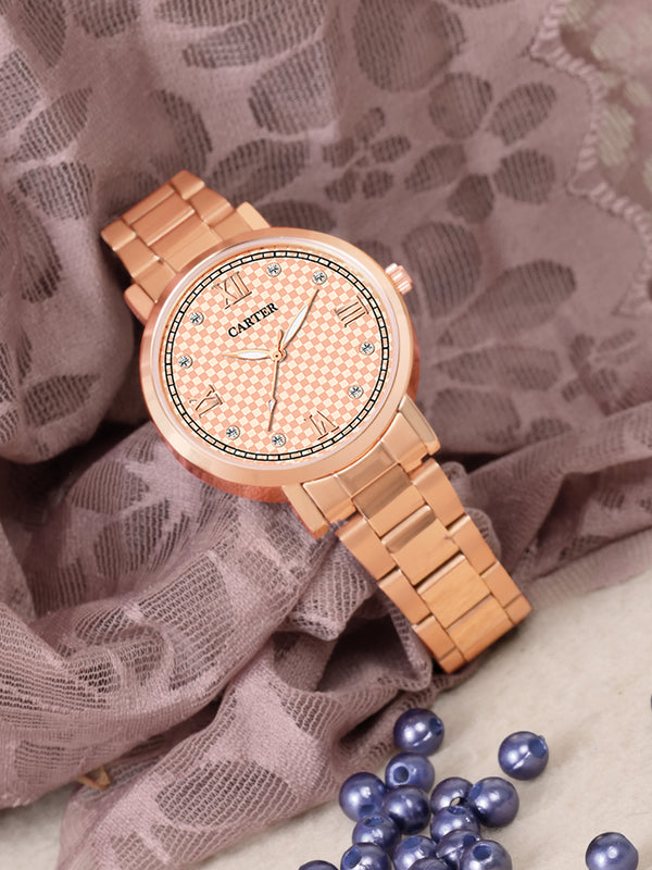 Sandy D Carter Metal Rose Gold Analogue Round Watches for Women_Sandy D Carter-153-CP