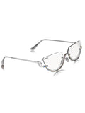 Celebrity Clear Silver-Toned Metal Rimless UV Protected  Crystal Curve Sunglasses For Women CL167TP