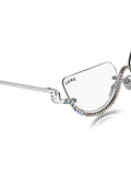 Celebrity Clear Silver-Toned Metal Rimless UV Protected  Crystal Curve Sunglasses For Women CL167TP