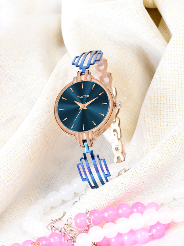 Sandy D Carter Metal Blue Analogue Round Watches for Women_Sandy D Carter-202-BL