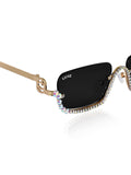 Celebrity Red Gold-Toned Metal Rimless UV Protected  Crystal Frame Sunglasses For Women CL171RD