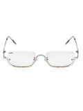 Celebrity Clear Silver-Toned Metal Rimless UV Protected  Crystal Frame Sunglasses For Women CL172TP