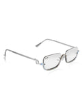 Celebrity Clear Silver-Toned Metal Rimless UV Protected  Crystal Frame Sunglasses For Women CL172TP
