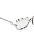 Celebrity Clear Silver-Toned Metal Rimless UV Protected  Crystal Frame Sunglasses For Women CL172TP