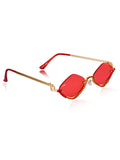 Celebrity Red Gold-Toned Metal Rimless UV Protected  Diamond Wave Sunglasses For Women CL160RD
