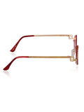 Celebrity Red Gold-Toned Metal Rimless UV Protected  Diamond Wave Sunglasses For Women CL160RD