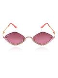 Celebrity Brown Gold-Toned Metal Rimless UV Protected  Diamond Wave Sunglasses For Women CL159BR