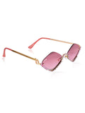Celebrity Brown Gold-Toned Metal Rimless UV Protected  Diamond Wave Sunglasses For Women CL159BR