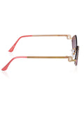 Celebrity Brown Gold-Toned Metal Rimless UV Protected  Diamond Wave Sunglasses For Women CL159BR