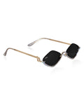 Celebrity Black Gold-Toned Metal Rimless UV Protected  Diamond Wave Sunglasses For Women CL158BK