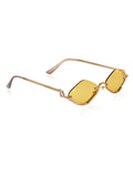 Celebrity Yellow Gold-Toned Metal Rimless UV Protected  Diamond Wave Sunglasses For Women CL162YL