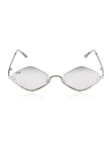 Celebrity Clear Silver-Toned Metal Rimless UV Protected  Diamond Wave Sunglasses For Women CL161TP