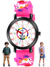 Fantasy World Pink 3D Print Rubber Strap Time Teacher Analog Watch Boys & Girls FW-25-BK-06
