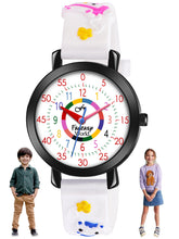 Fantasy World White 3D Print Rubber Strap Time Teacher Analog Watch Boys & Girls FW-25-BK-04