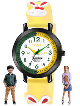 Fantasy World Yellow 3D Print Rubber Strap Time Teacher Analog Watch Boys & Girls FW-25-BK-13
