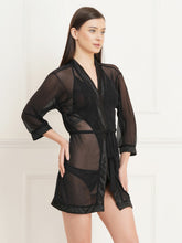Fleurt Black Power Net+Spendex net Babydoll with Robe Dress for Women Fleurt25-BD-SH-LTDBK-1014_BK