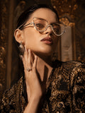 Celebrity Clear Silver-Toned Metal Rimless UV Protected  Crystal Curve Sunglasses For Women CL167TP