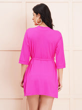 Fleurt Pink Forbe Lycra Babydoll with Robe Dress for Women Fleurt25-BD-SHRUG-PK