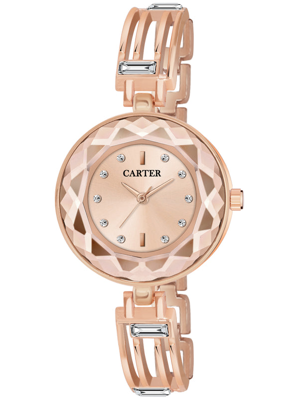 Sandy D Carter Metal Rose Gold Analogue Round Watches for Women_Sandy D Carter-126-RG