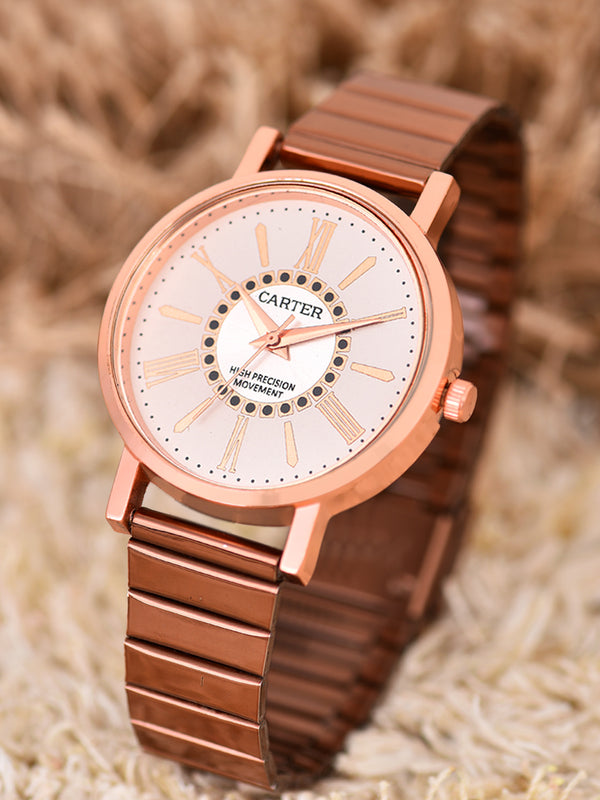 Sandy D Carter Metal Rose Gold Analogue Round Watches for Women_Sandy D Carter-81-RG-WH