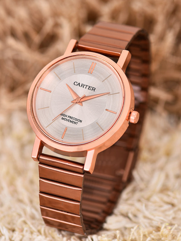 Sandy D Carter Metal Rose Gold Analogue Round Watches for Women_Sandy D Carter-82-RG-SL