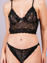 Fleurt Black Power Net+satin Babydoll with Robe Dress for Women BD-1010-BK & Set-170-BK