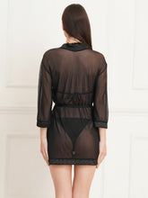 Fleurt Black Forbe Lycra+Spendex Net Babydoll with Robe Dress for Women Fleurt25-BD-SH-239R-1014_BK