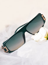 Celebrity Blue Polycarbonate Frame With Blue UV Protected Lens Browline Sunglasses for Unisex_LH092-BL