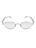 Celebrity Clear Silver-Toned Metal Rimless UV Protected  Oval Luxe Sunglasses For Women CL118SL-TP