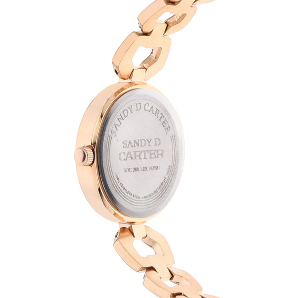 Sandy D Carter Metal White Analogue Round Watches for Women_SDC24-24-WH