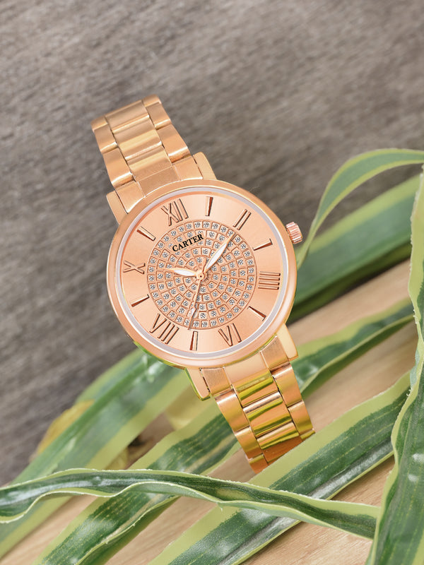 Sandy D Carter Metal Rose Gold Analogue Round Watches for Women_Sandy D Carter-157-CP