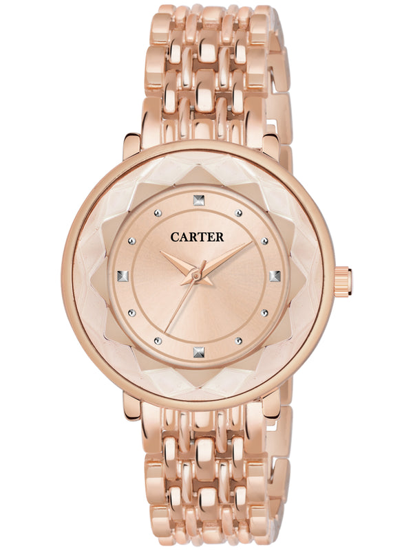 Sandy D Carter Metal Rose Gold Analogue Round Watches for Women_Sandy D Carter-122-RG