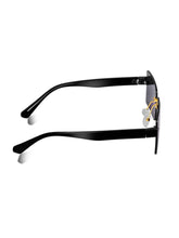 Celebrity Black Polycarbonate Frame With Black UV Protected Lens Browline Sunglasses for Unisex_310-BK