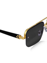 Celebrity Black Plastic and Metal Frame With Black UV Protected Lens Browline Sunglasses for Unisex_2306-BK