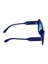 Celebrity Blue Polycarbonate Frame With Blue UV Protected Lens Oversized Sunglasses for Unisex_6956-BL