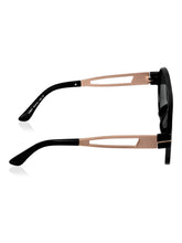 Celebrity Black Plastic and Metal Frame With Black UV Protected Lens Oversized Sunglasses for Unisex_LH027-BK