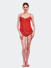 Fleurt Red Power Net Co-Ord Set Babydoll Dress for Women HOBF-102-RD