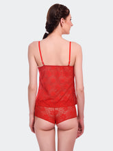 Fleurt Red Power Net Co-Ord Set Babydoll Dress for Women HOBF-102-RD