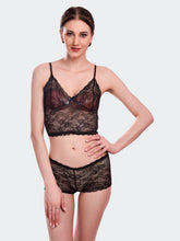 Fleurt Black Lycra Lace Lingerie Set - One Size (Free Size) For Women Fleurt-Set-170-BK