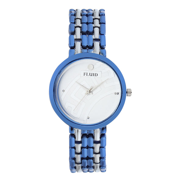 Fluid  Blue Round Metal Strap Analog Watches for Women FLWatch23-012-BL01