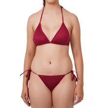 Maroon One Size Polyester Bikini Lingerie Set For Women