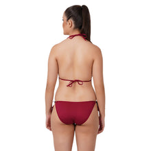 Maroon One Size Polyester Bikini Lingerie Set For Women