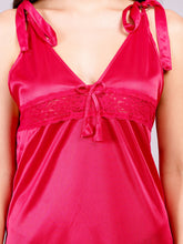 Fleurt Royal Pink Satin Baby Doll Dress for Women HOBF-BD-SATINR-R.PK