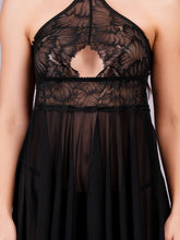 Fleurt Black Power Net Baby Doll Dress for Women HOBF-BD-138-2-BK