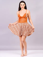 Fleurt Orange Cotton Lycra Baby Doll Dress for Women HOBF-BD-1220-2-OR