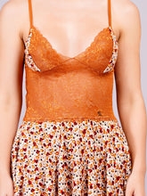 Fleurt Orange Cotton Lycra Baby Doll Dress for Women HOBF-BD-1220-2-OR