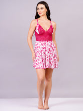 Fleurt Pink Cotton Lycra Baby Doll Dress for Women HOBF-BD-1220-3-PK