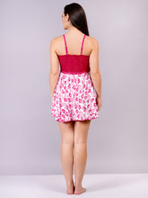 Fleurt Pink Cotton Lycra Baby Doll Dress for Women HOBF-BD-1220-3-PK