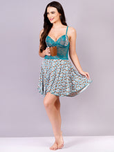 Fleurt Firozi Cotton Lycra Baby Doll Dress for Women HOBF-BD-1220-2-FG